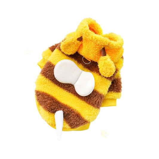 Dog Bee Costume Funny Pet Hoodies for Small Dogs Fleece Puppy Sweatshirt with Winter Chihuahua Clothes Warm Cold Weather Coat Cute Outfit (Yellow bee, S)