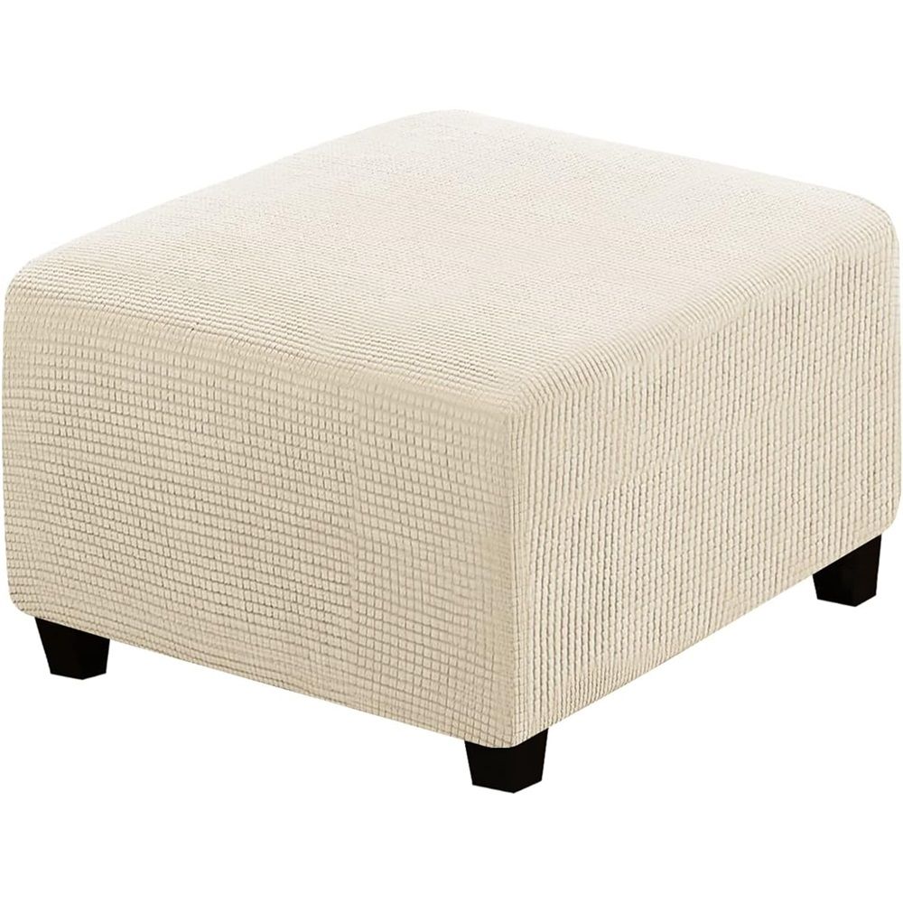 Stretch Cover Slipcover Sofa Cover Footstool Protector Storage Ottoman Covers Furniture Protector Soft Rectangle slipcover with Elastic Bottom (Length and width, 60-76 cm, height, 38-45cm, Beige)