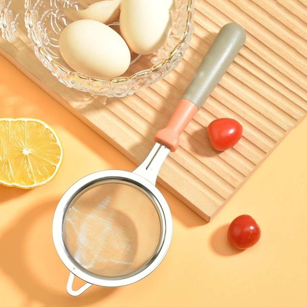 Small Fine Mesh Strainer: Stainless Steel Kitchen Food Sieve with Sturdy Handle, Heavy Duty Deep Handheld Colander for Tea, Juice