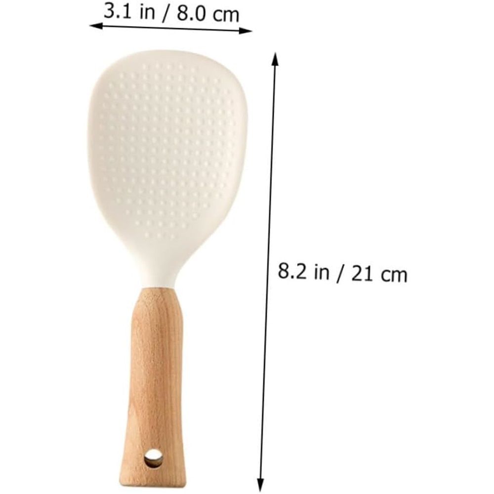 2 Pcs Standing Silicone Rice Spoon Paddle with Wood Handle, Nonstick Standing Rice Cooker Spatula for Kitchen Cooking