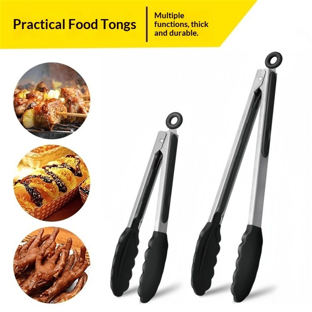 Kitchen Tongs for Cooking with Silicone Tips , BPA Free Stainless Steel set of 2 Silicone Tongs for Cooking, Grilling & Toss a Salad, Heat Resistant Grill Tongs for Serving Food