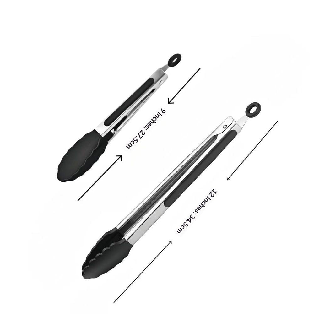 Kitchen Tongs for Cooking with Silicone Tips , BPA Free Stainless Steel set of 2 Silicone Tongs for Cooking, Grilling & Toss a Salad, Heat Resistant Grill Tongs for Serving Food