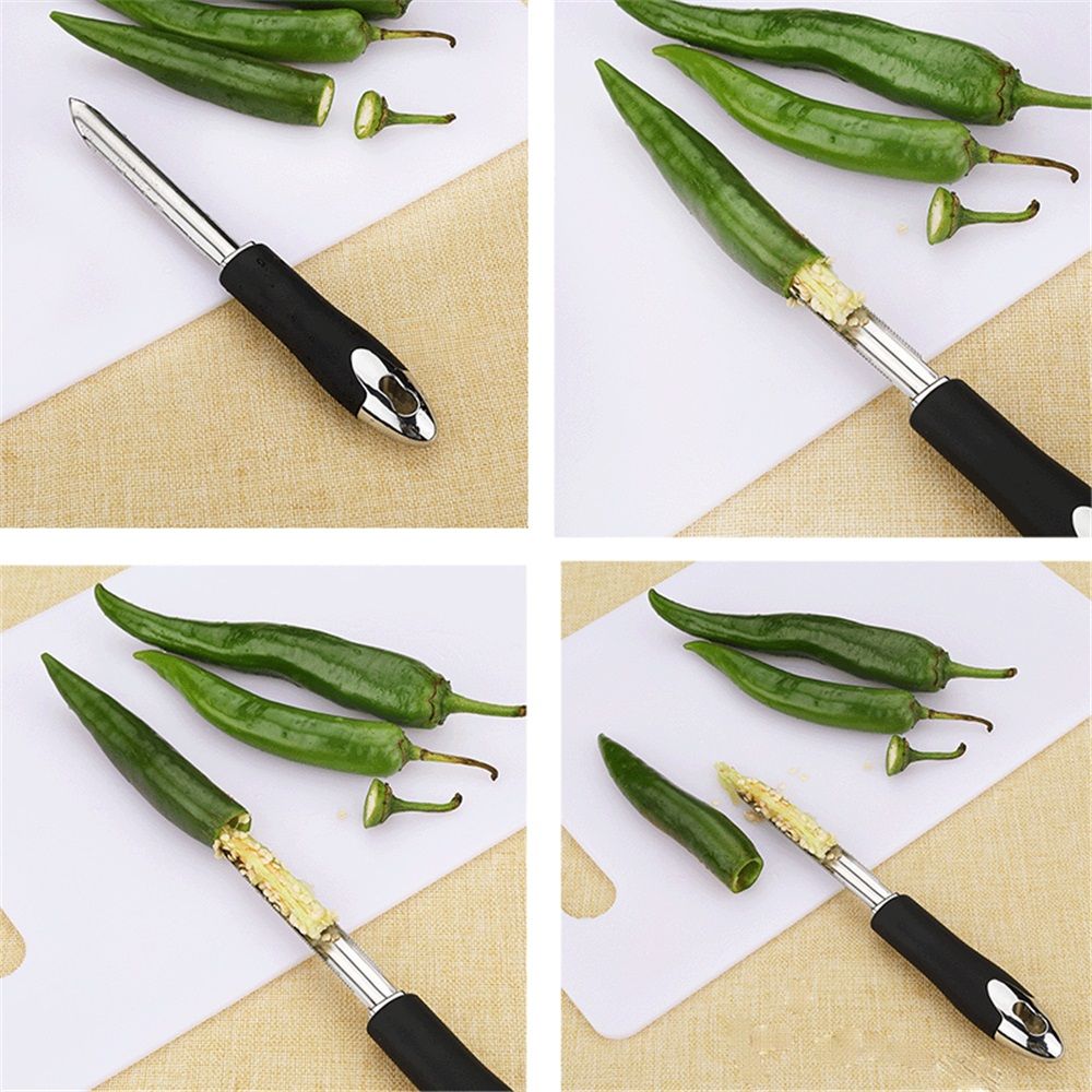 2 pack Chili Pepper Corer Stainless Steel Zucchini Cucumber Corers Special Kitchen Gadgets With Serrated Edge Easy Remove The Seeds Of Your Veggies & Fruits