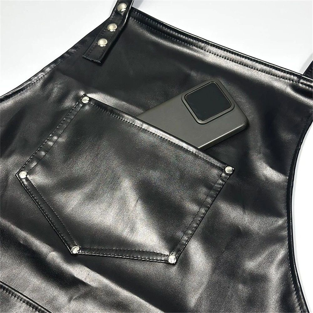 Professional Leather Hair Cutting Hairdressing Apron for  Hairstylist - Multi-use, Adjustable with pockets (Black)