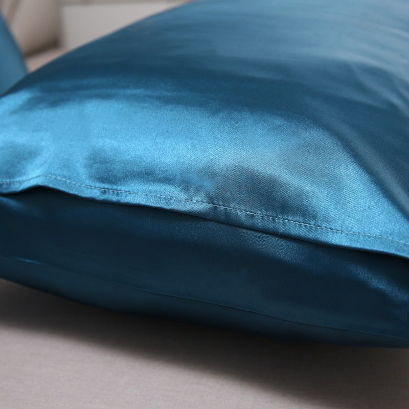 A pair of solid-color silk-like pillowcase pillowcase and envelope pillow (coffee color)