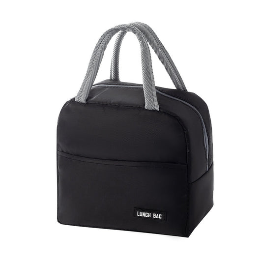 1 PC Lunch bag, thickened aluminum foil student hand-held bento bag, insulated bag, lunch box bag (black)