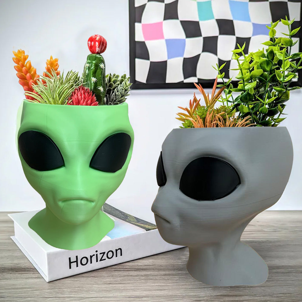 Alien Planter - Alien Bust Plant Pot - Scifi Indoor Planters - Space Indoor Home Decor - Cool Planters - Office Plant（green）