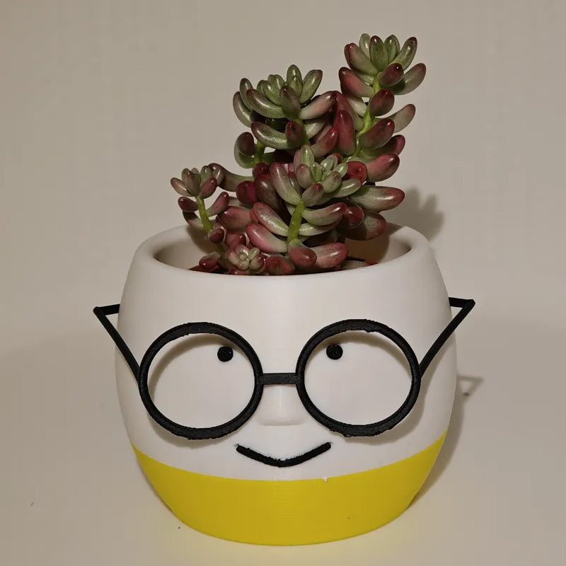 Simple and adorable 3D printed glass flower pots—decorate your home with them! White and yellow, single piece.