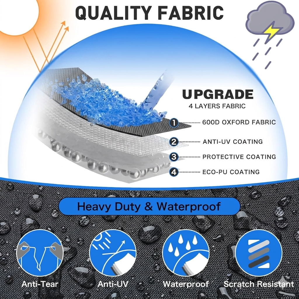Trailerable Boat Cover – 600DHeavy Duty Waterproof Tarp with Storage Bag, Designed for V-Hull, Fish & Ski, Runabout, Bass & Fishing Boats,11-13FTSilver