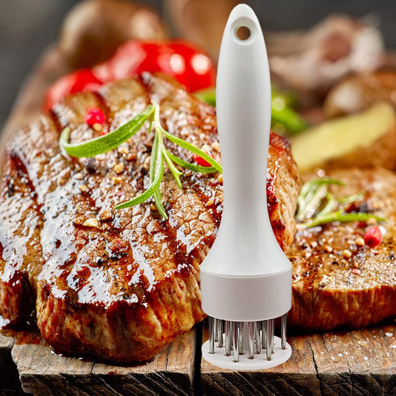 Food-Grade Stainless Steel Meat Tenderizer Needle Household Steak Tenderising Tool Manual Meat Piercing Breaker for BBQ Beef Pork Chicken