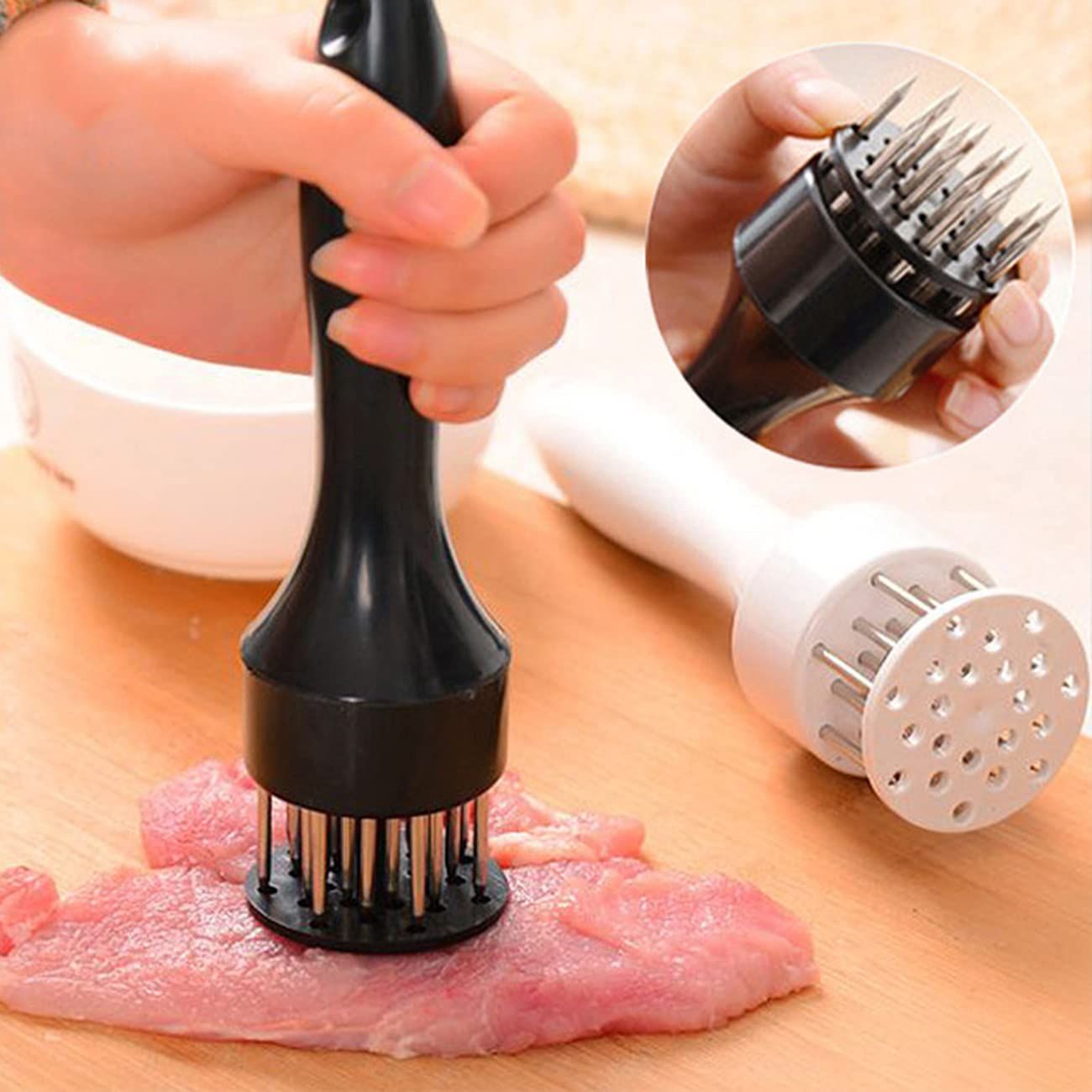 Food-Grade Stainless Steel Meat Tenderizer Needle Household Steak Tenderising Tool Manual Meat Piercing Breaker for BBQ Beef Pork Chicken