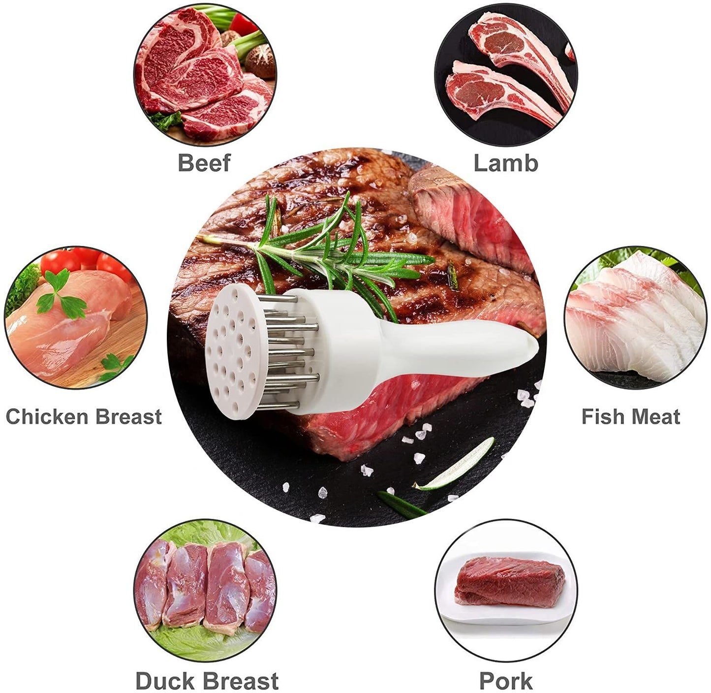 Food-Grade Stainless Steel Meat Tenderizer Needle Household Steak Tenderising Tool Manual Meat Piercing Breaker for BBQ Beef Pork Chicken