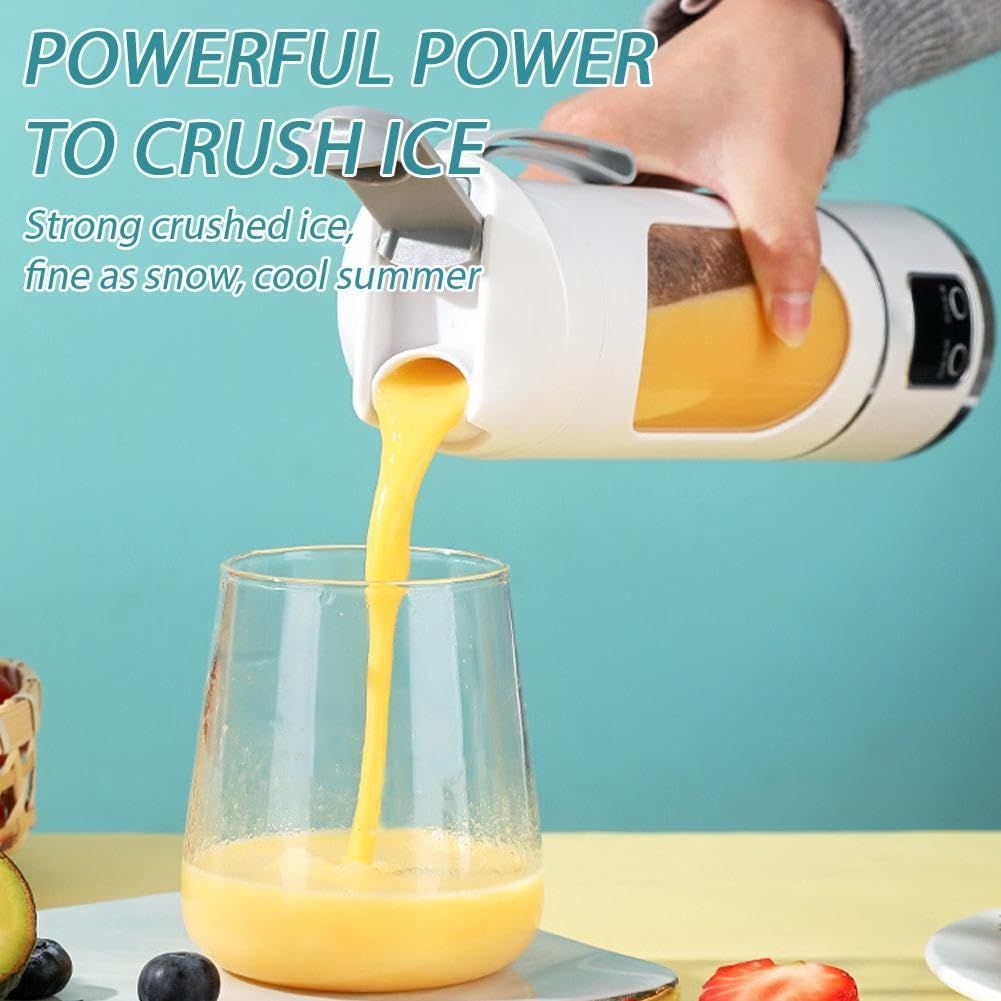 Digital Display Juicer-Smart LED Display, Diet-Friendly Portable Multimode Blender Personal Electric USB 500ML Portable juicer Shakes and Smoothies Blender Small Blenders Mixing,White