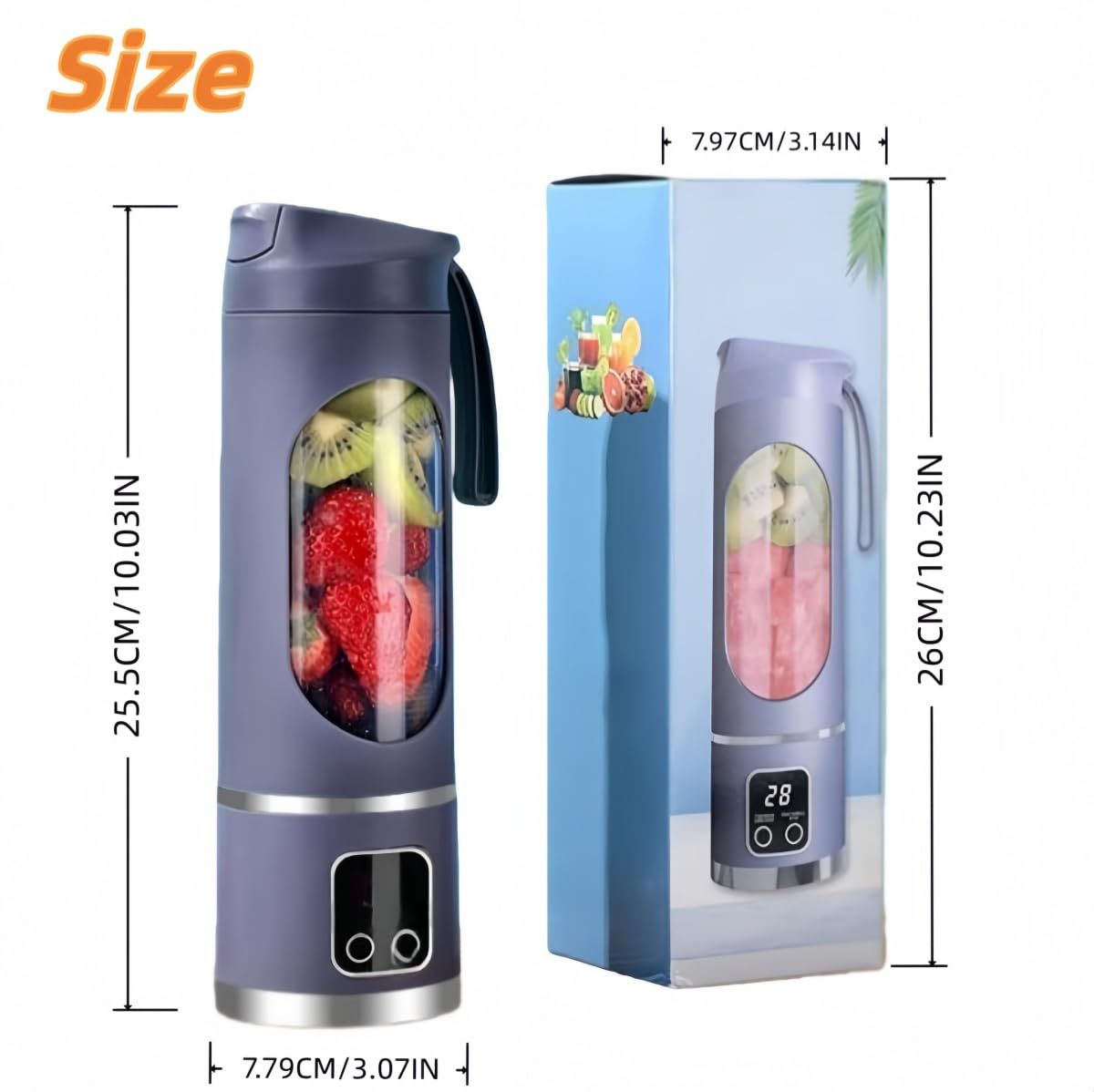 Digital Display Juicer-Smart LED Display, Diet-Friendly Portable Multimode Blender Personal Electric USB 500ML Portable juicer Shakes and Smoothies Blender Small Blenders Mixing,Purple