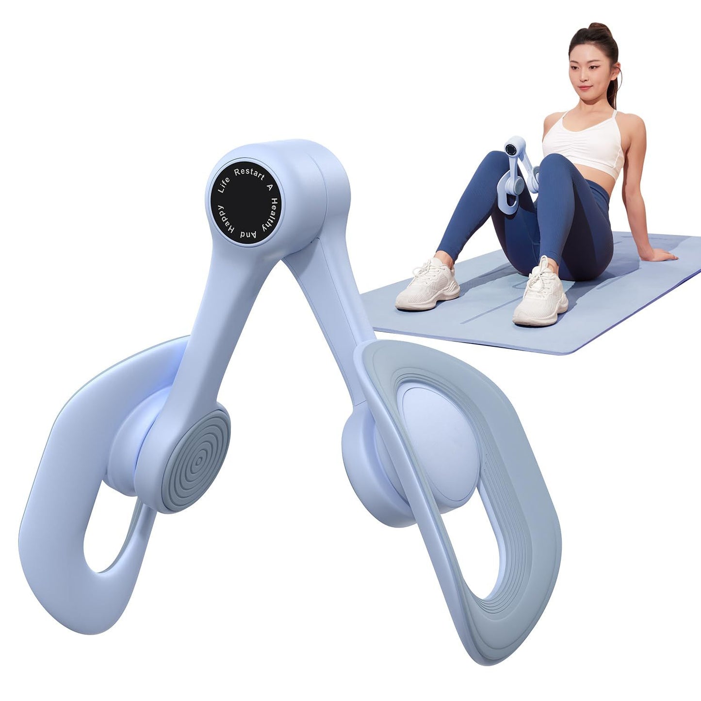 Blue Thigh Trainer for Women, Multi-Function Pelvic Floor Exercise Equipment with Digital Display, Timer, Counter & Calorie Tracking, Inner Thigh Exerciser for Hip, Leg and Butt Toning