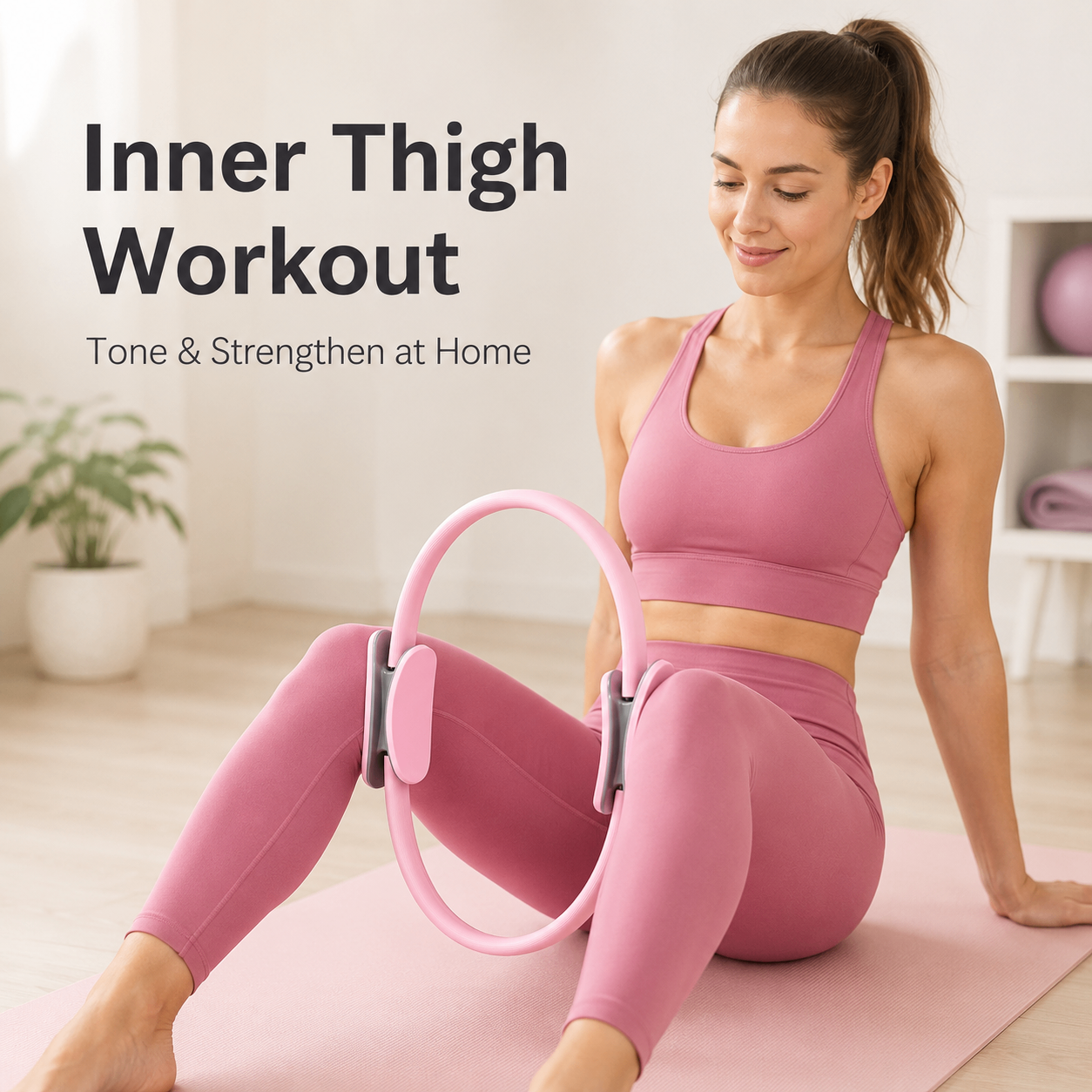 Pilates Ring Fitness Circle 14.96", Yoga Magic Circle with Dual Padded Handles for Mat & Reformer Workouts, Resistance Exercise Ring for Arms, Legs & Core Toning, Blue