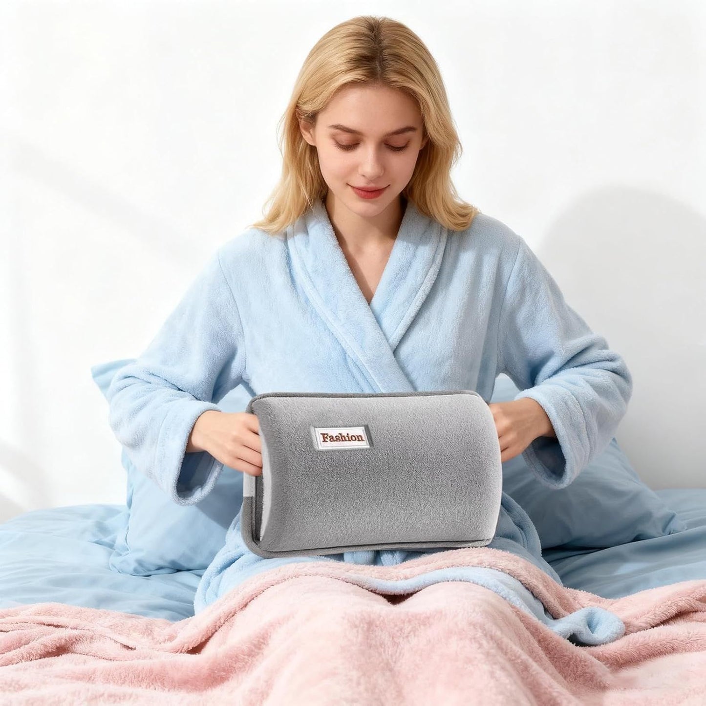 Hot Water Bottle with Rechargeable Plush Cover for Cramps Relief, Warm Heating Pad for Abdomen Back Foot, Soft Hand Warmer for Women Kids Home Office School Winter Reusable Heat Therapy Bag(coffee)