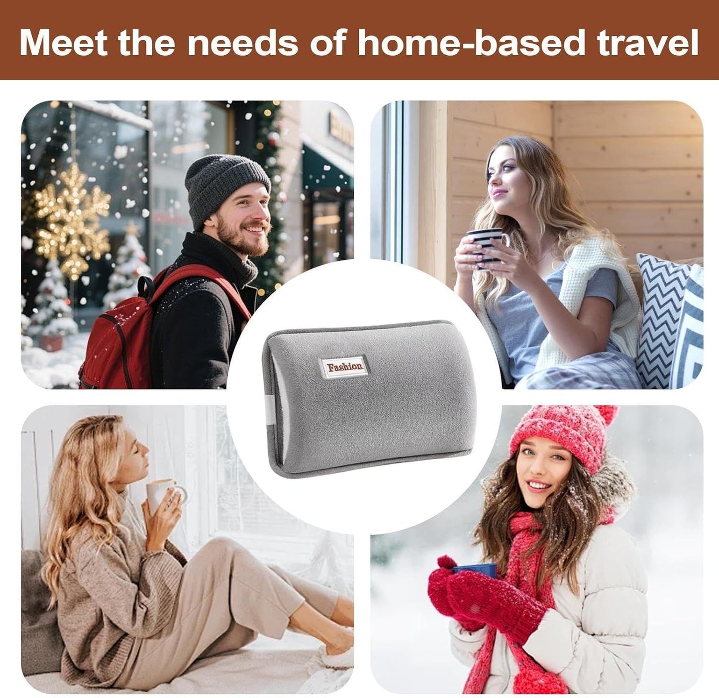 Hot Water Bottle with Rechargeable Plush Cover for Cramps Relief, Warm Heating Pad for Abdomen Back Foot, Soft Hand Warmer for Women Kids Home Office School Winter Reusable Heat Therapy Bag(coffee)