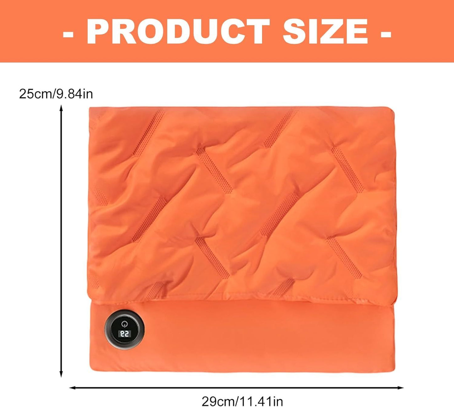 Rechargeable Hand Warmer Muff, USB Electric Heating Pad with Digital Display Temperature Control, 3 Heat Levels Portable Far Infrared Heated Cushion for Outdoor Winter Use Men Women(orange)