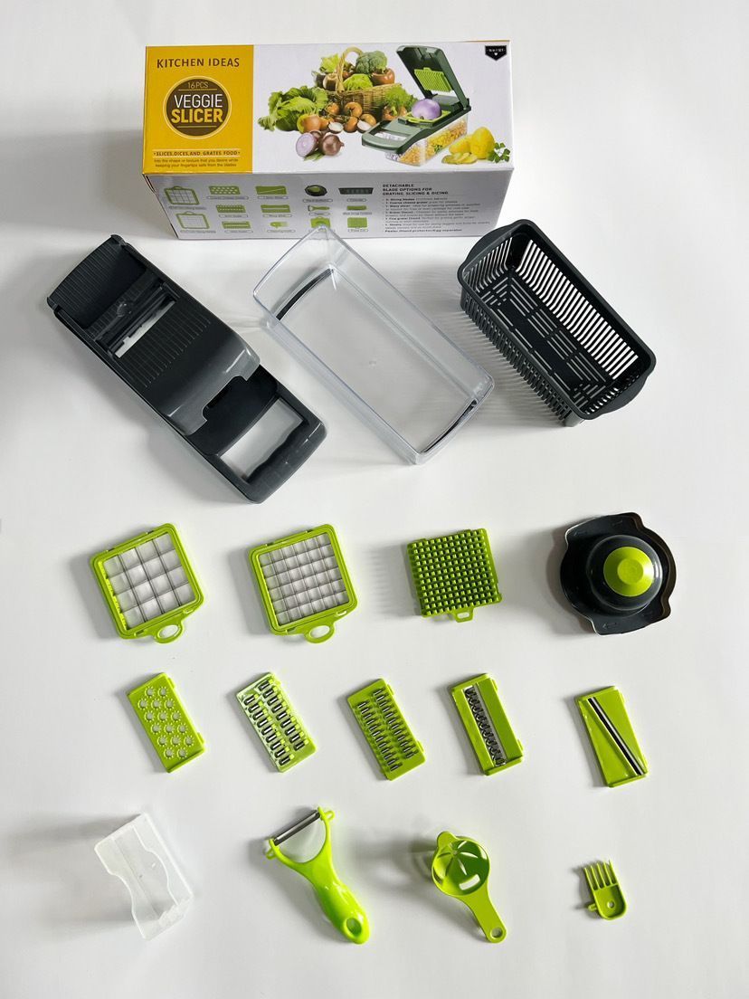 14-in-1 Vegetable Chopper (11 Blades+Spoon-shaped Tool)
