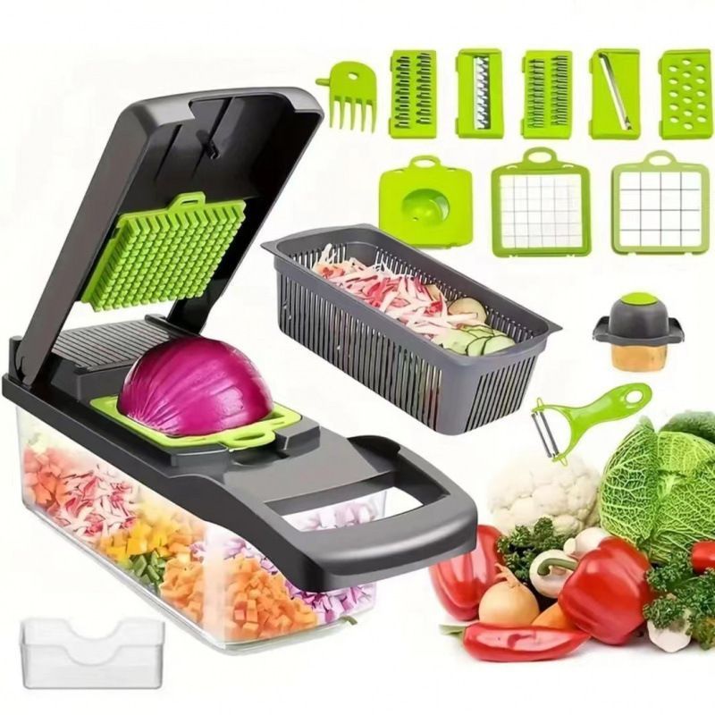 16-in-1 Vegetable Chopper (11 Blades+Square Tool)