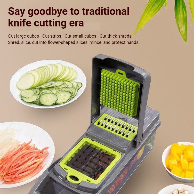 16-in-1 Vegetable Chopper (3 Blades+Square Tool)