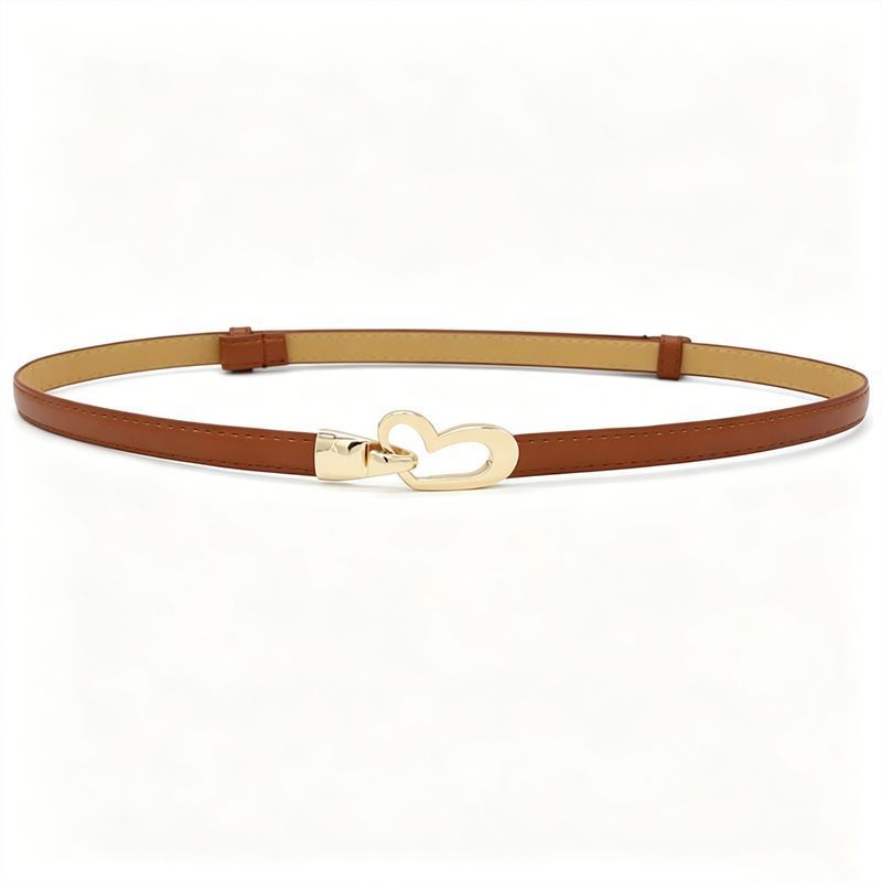 2-Pack White Adjustable Skinny Belt with Heart Buckle