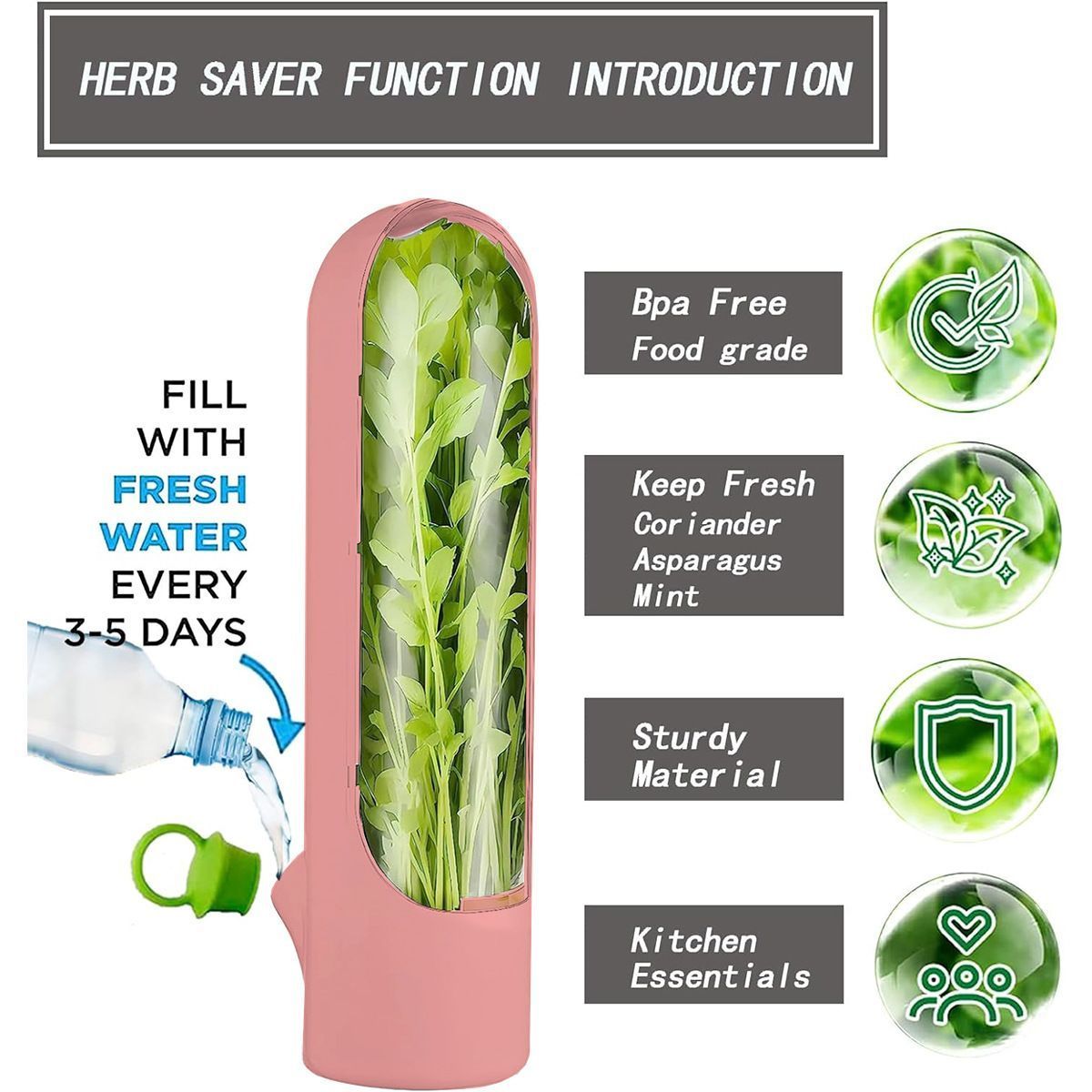 4Pcs Herb & Vegetable Fresh Storage Containers-Black