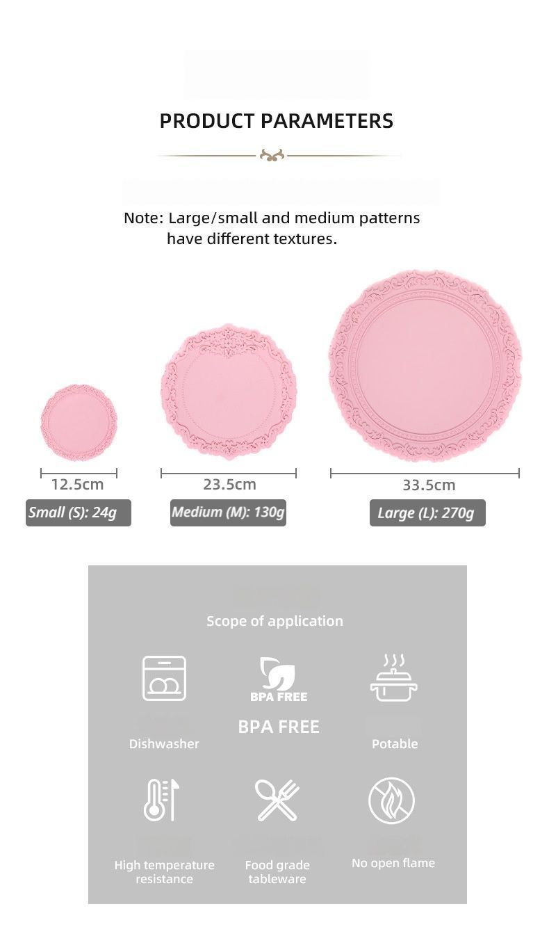 4Pcs Medium Red Vintage Carved Heat Resistant Placemats M