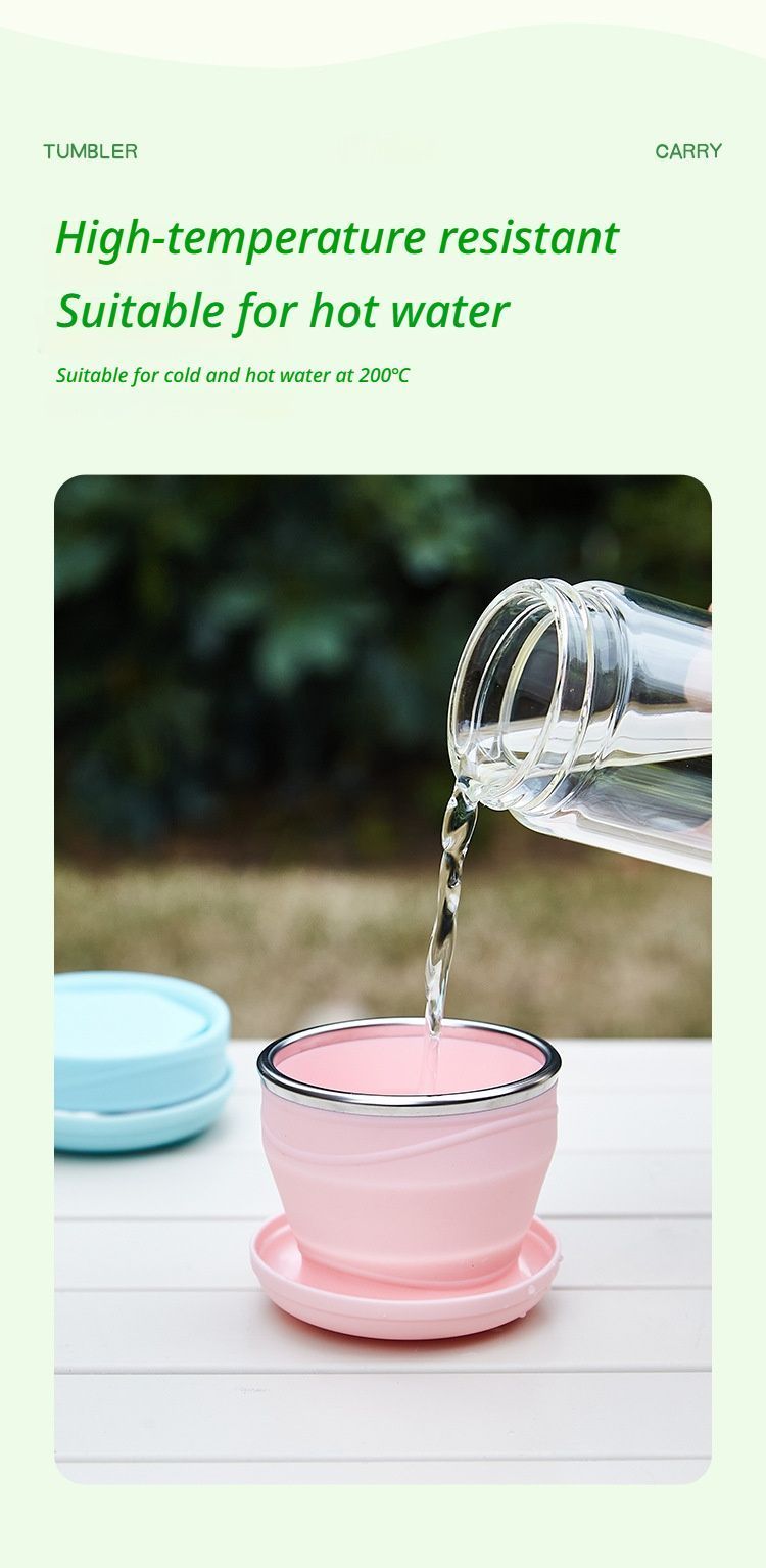 4Pcs Portable Folding Outdoor Water Cup - Pink