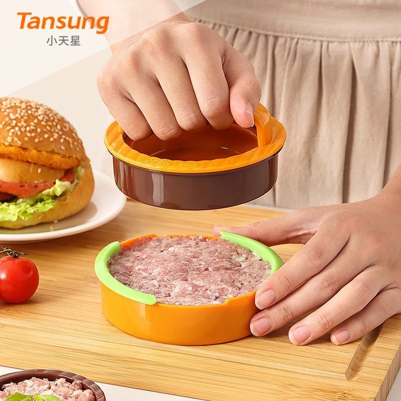 4Pcs Round Hamburger Patty Press Maker Tool Set black