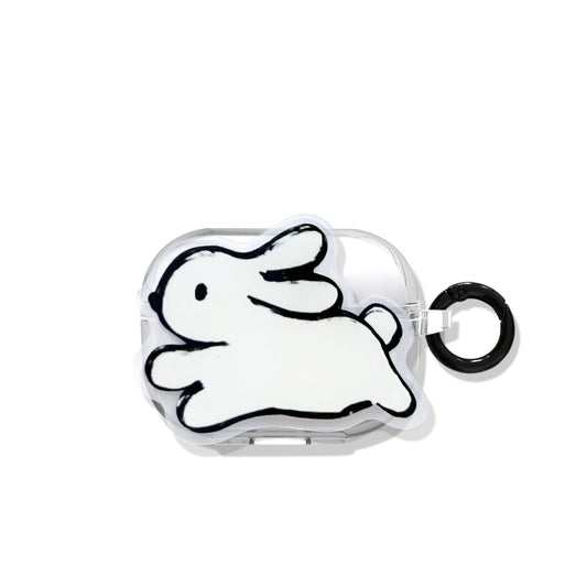 black and white rabbit + Round Ring Apple Airpods 4