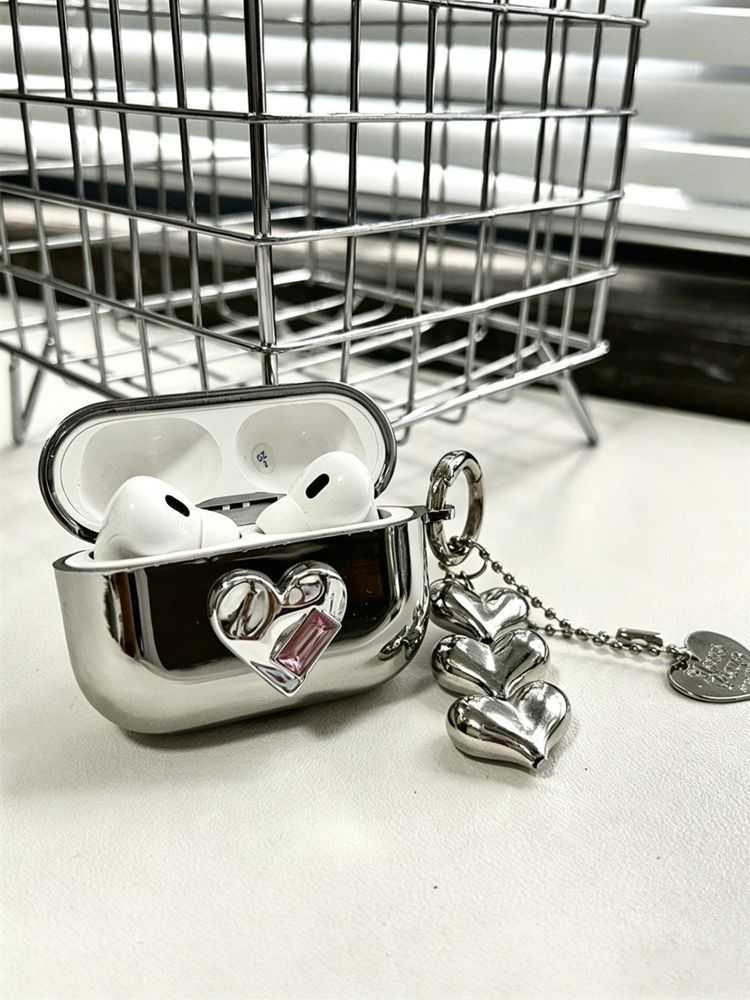 Black Framed Heart Plated Case + 3 Heart Pendants AirPods Pro 2