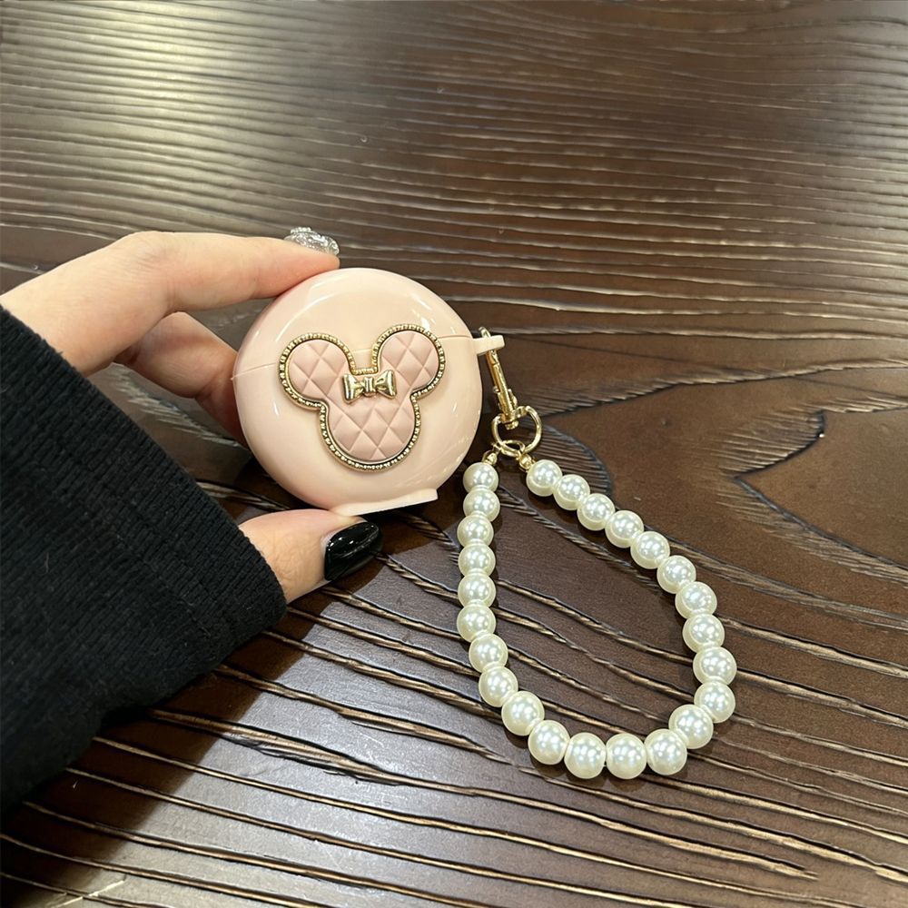 Bow Brown Bear [Beige Shell] + Beige Bear Chain AirPods 3