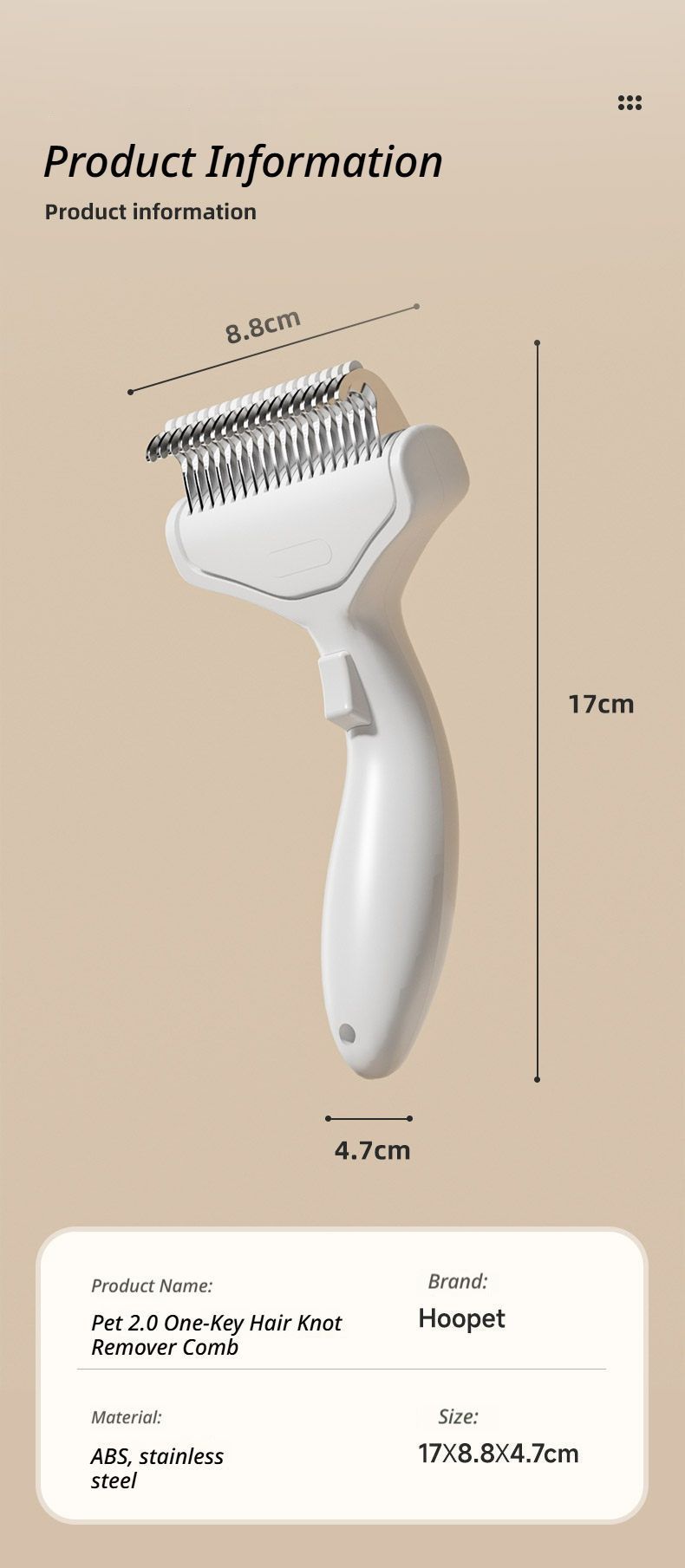 Cat hair comb-White