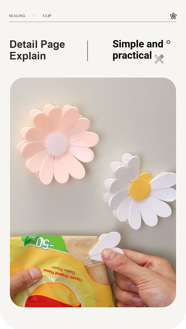 Daisy Sealing Clips Set Pink
