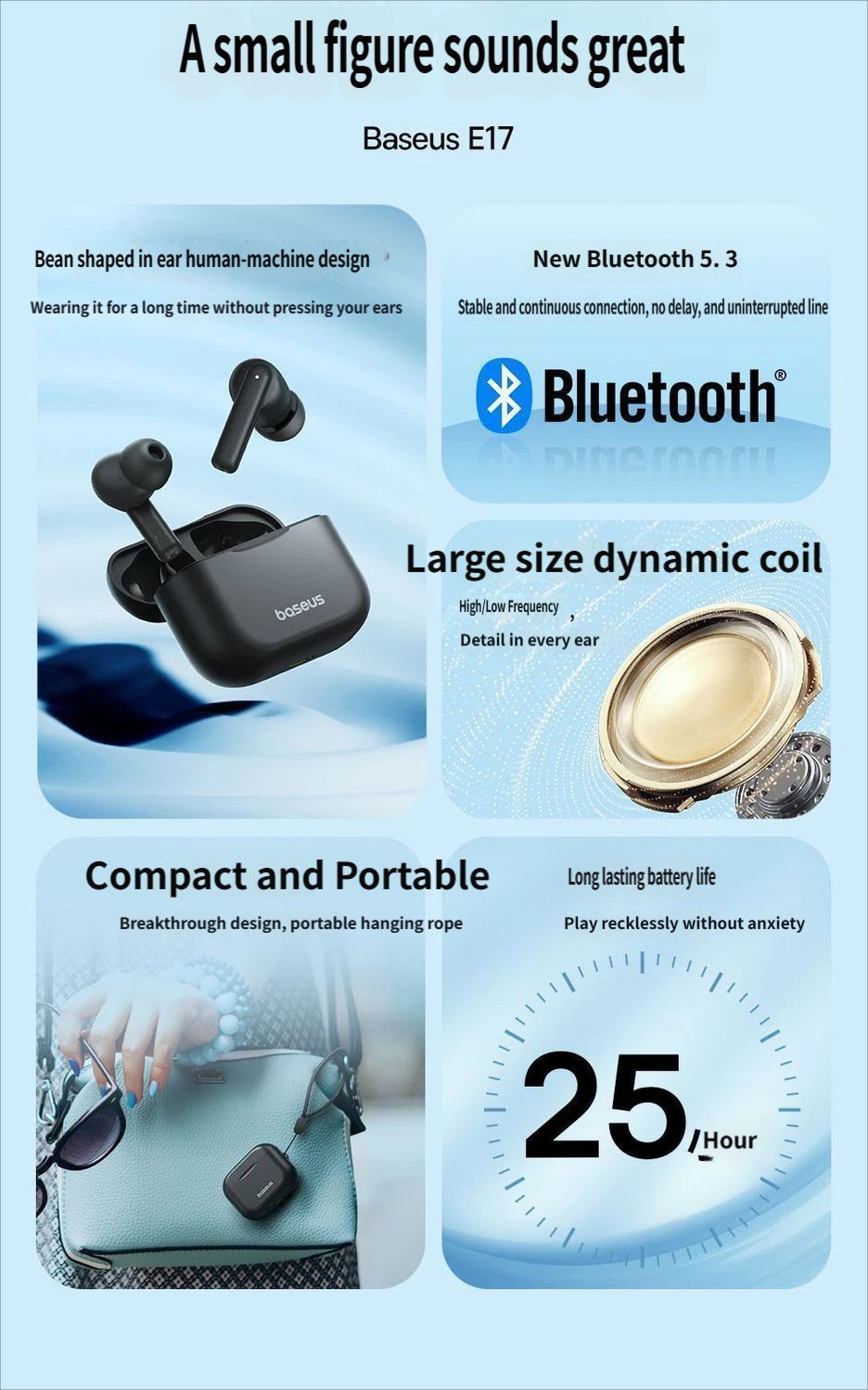 E17 Bluetooth headset-White