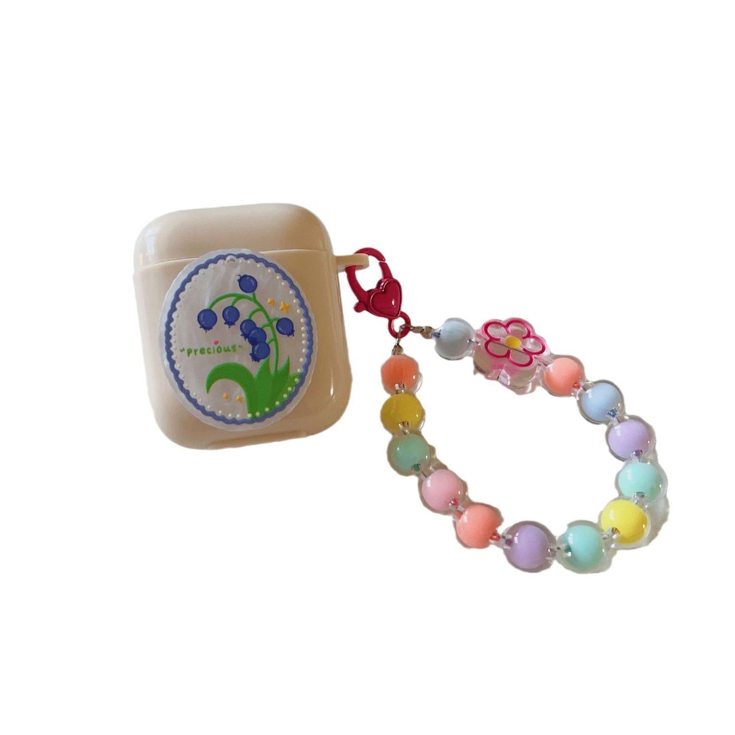 Floral patches + black base shell + colorful bracelet AirPods 3