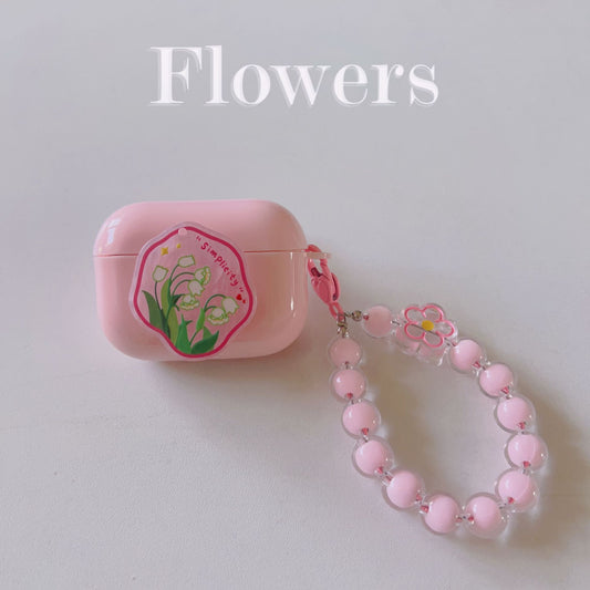 Floral patches + pink base shell + pink bracelet Apple AirPods 3