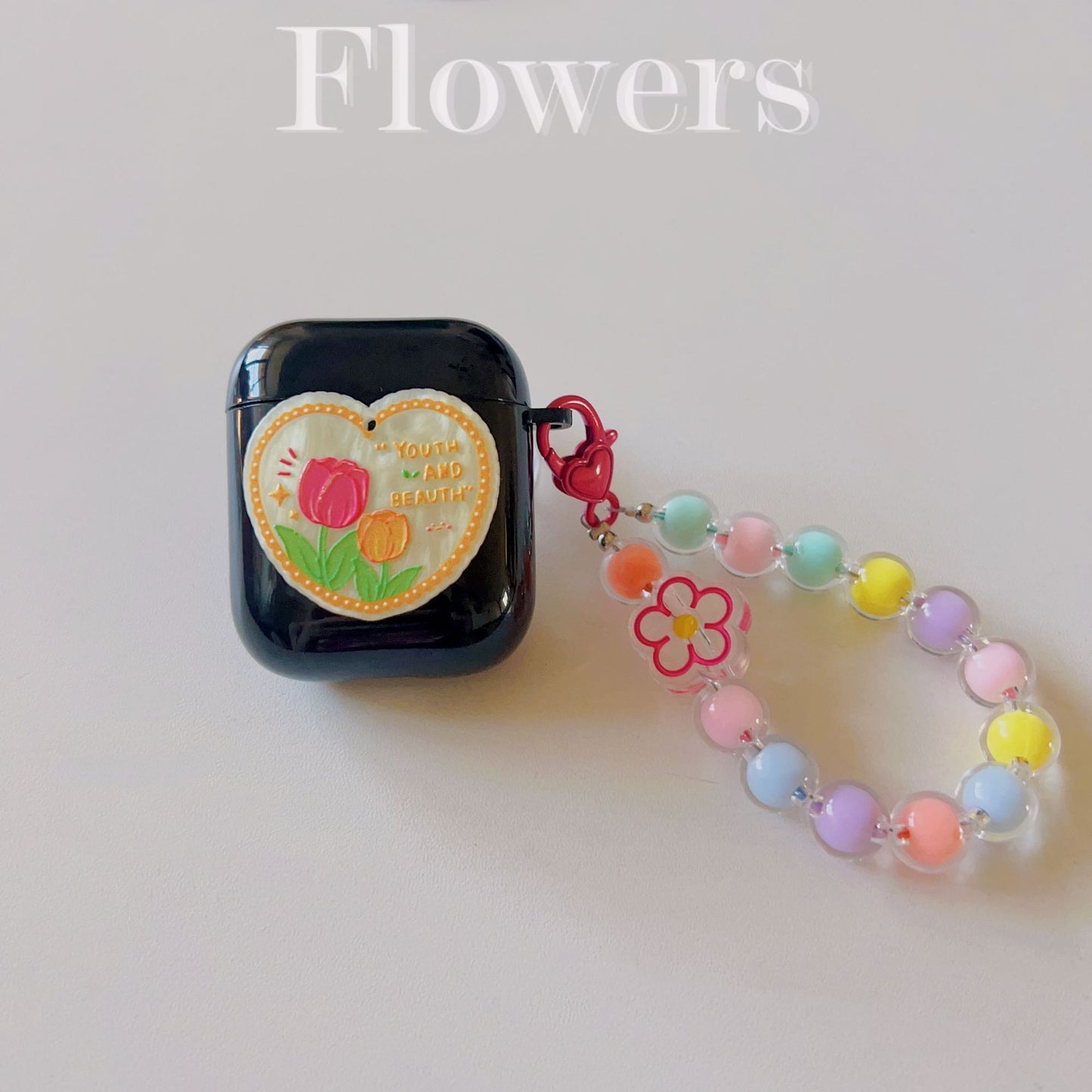 Floral patches + yellow base shell + yellow bracelet AirPods Pro