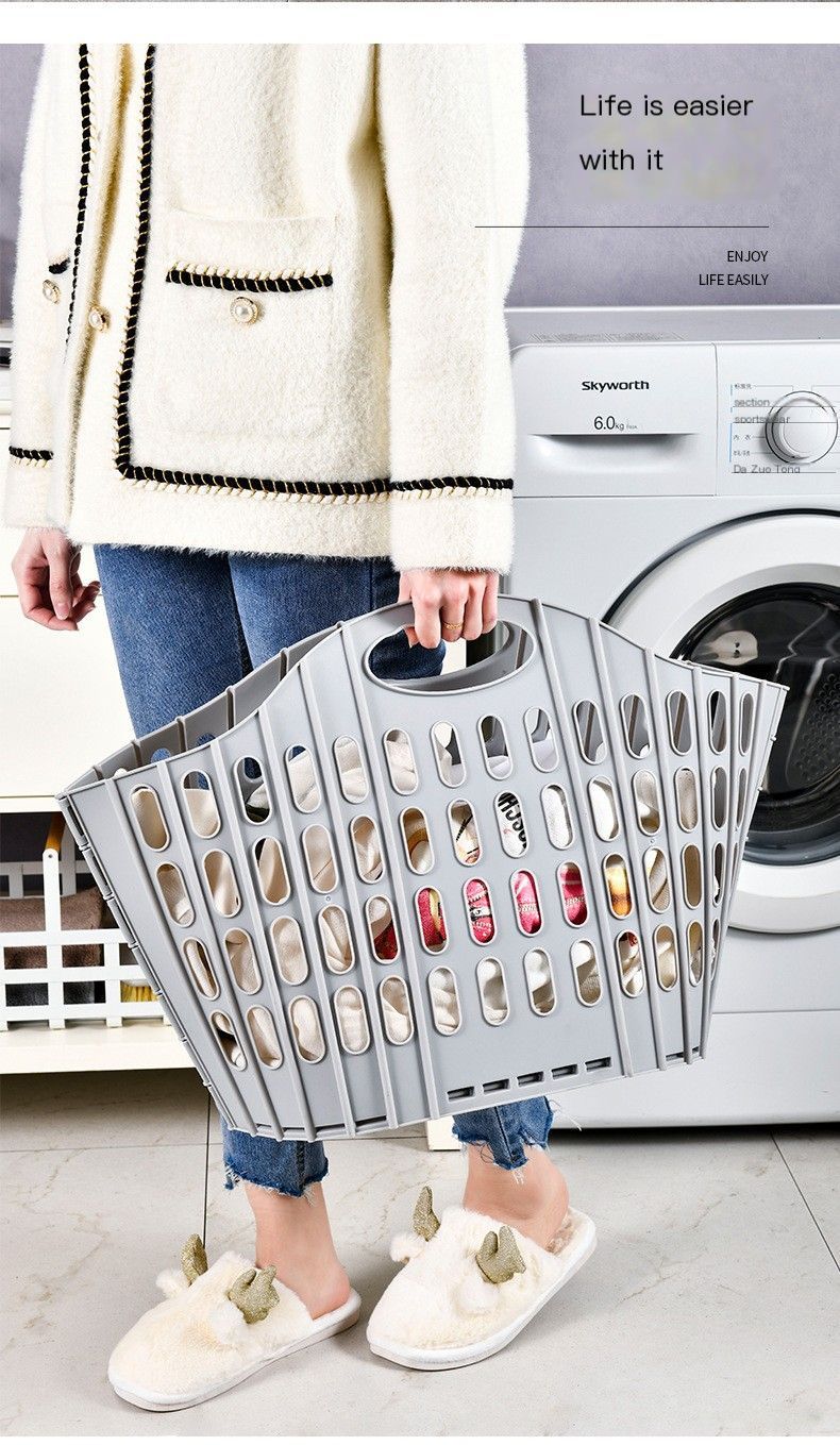 Fold the dirty clothes basket-small gray