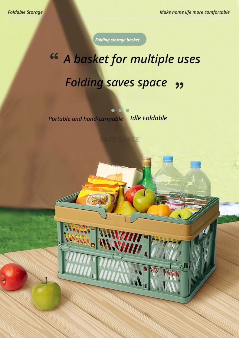 Folding picnic basket-Brown with Beige