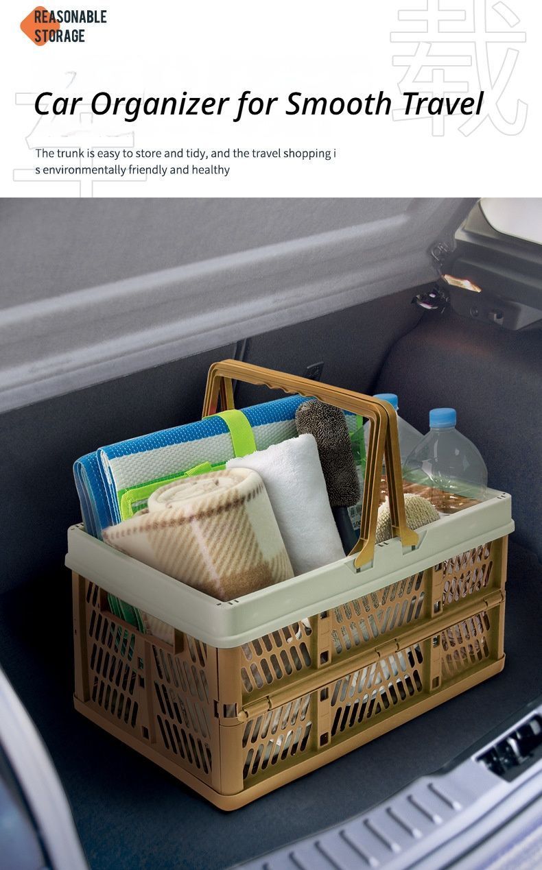 Folding picnic basket-Green with Brown