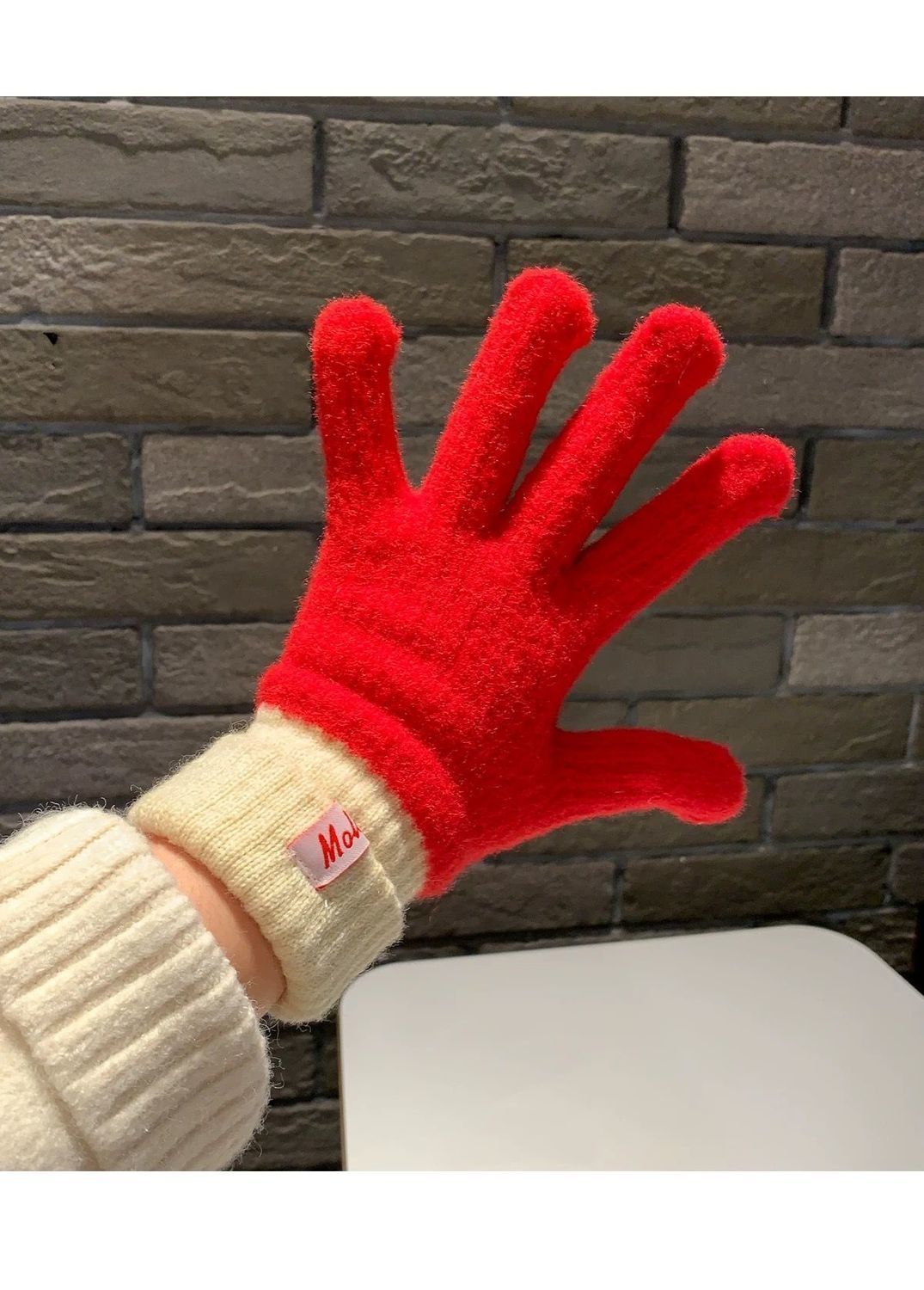 Knit Gloves Cream Yellow