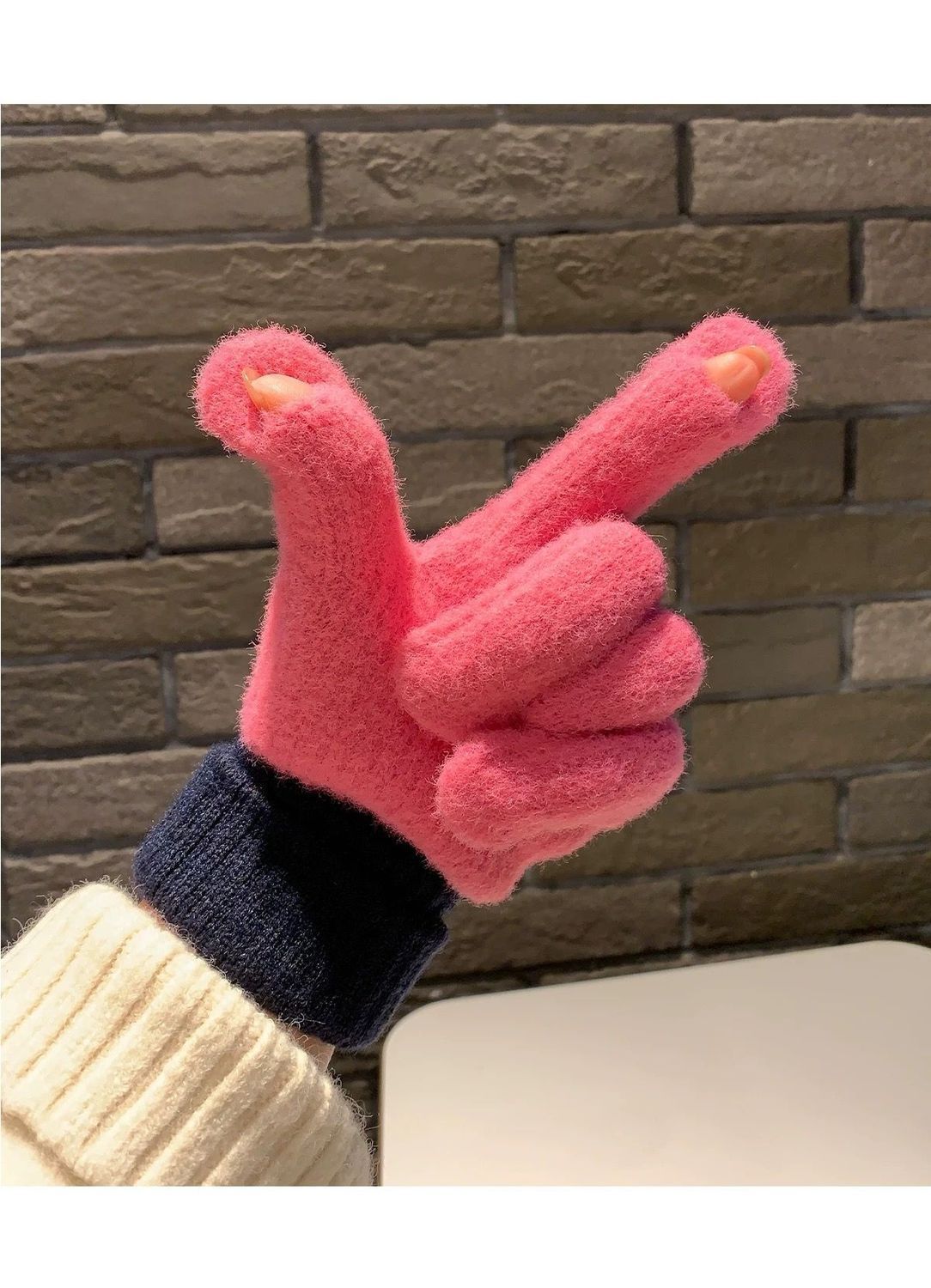 Knit Gloves Off White
