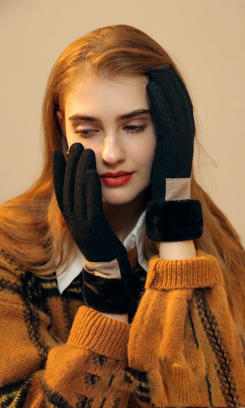 Ladies Winter Warm Cashmere Gloves DY50 Khaki