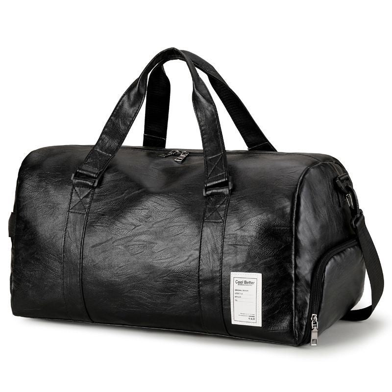 LargePULeatherTravelGymBag-Black