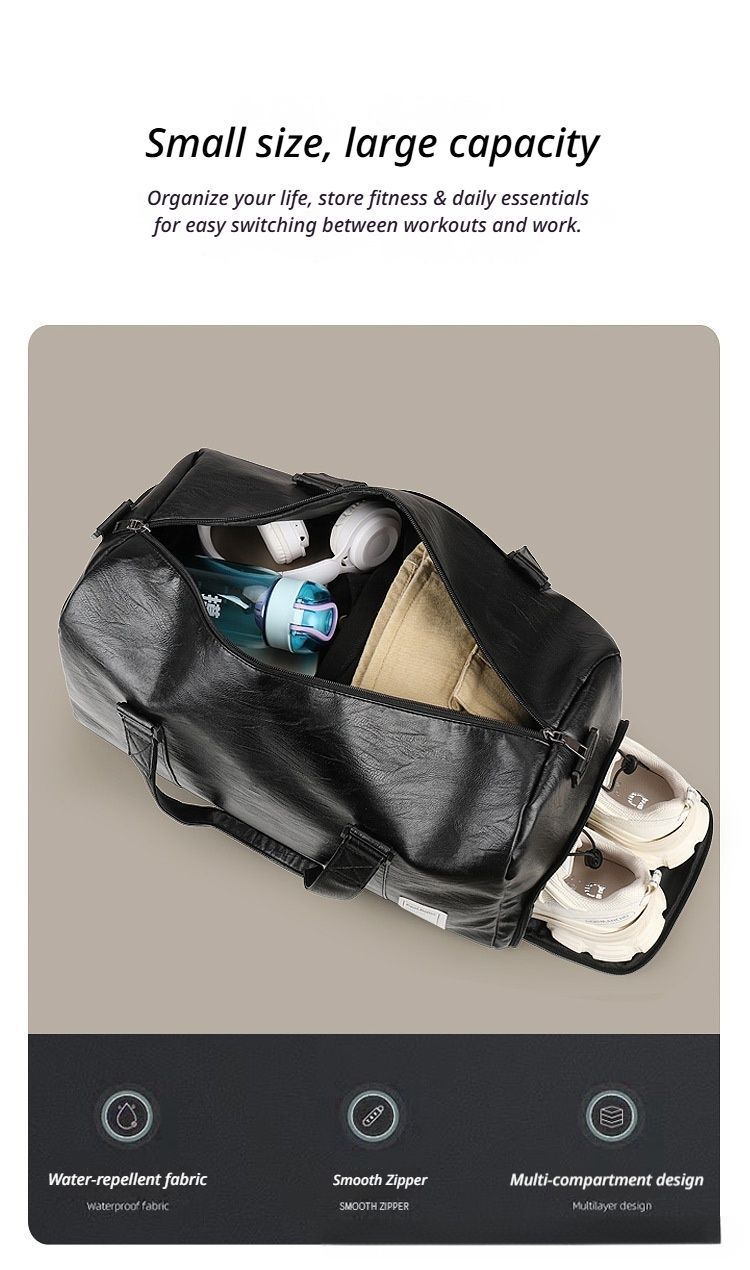 LargePULeatherTravelGymBag-Black
