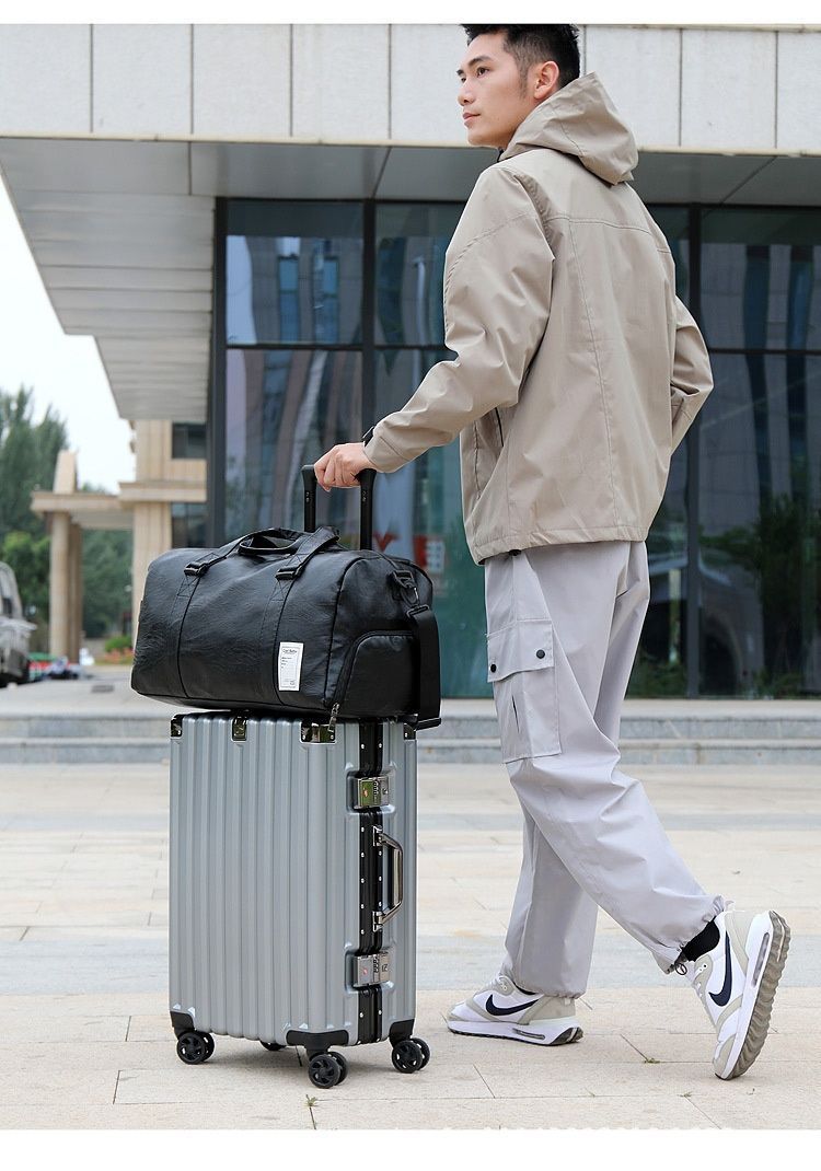 LargePULeatherTravelGymBag-Black