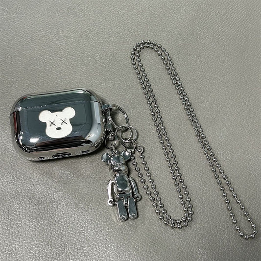 Laser Engraved XX Bear + Matching Keychain + Necklace AirPods 3